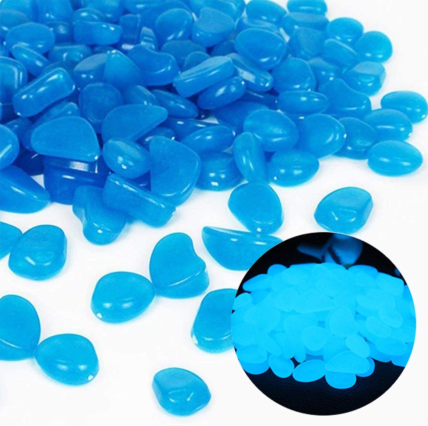 Planted Aquarium Equipment - Fish Tank Rocks Glow Blue Pebbles